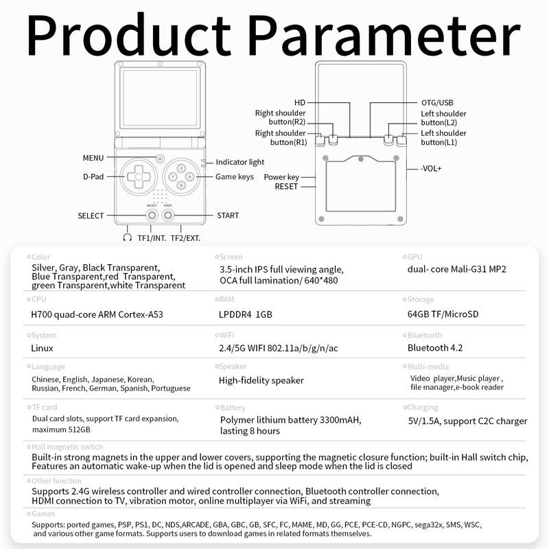 Flip Handheld 3.5 inch Gaming Console